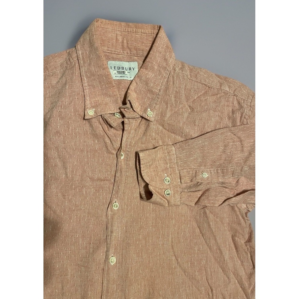 Ledbury Men's Business Casual Shirt Linen Blend Tailored Fit Size 17‎